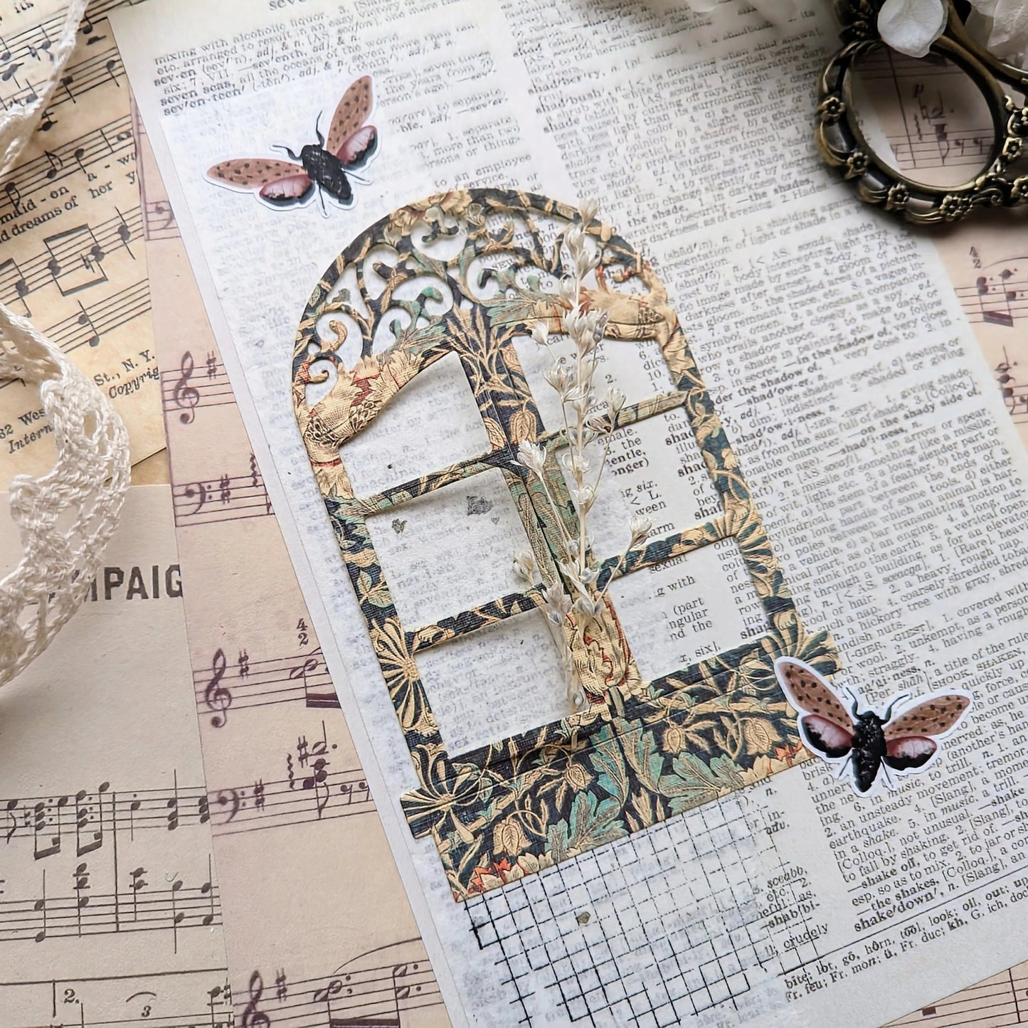 Stanzteile Fenster, die cuts, Retro Stanzlinge, ausgestanzte Fenster, Muster Fenster, Journaling, Planerdeko, Scrapbooking