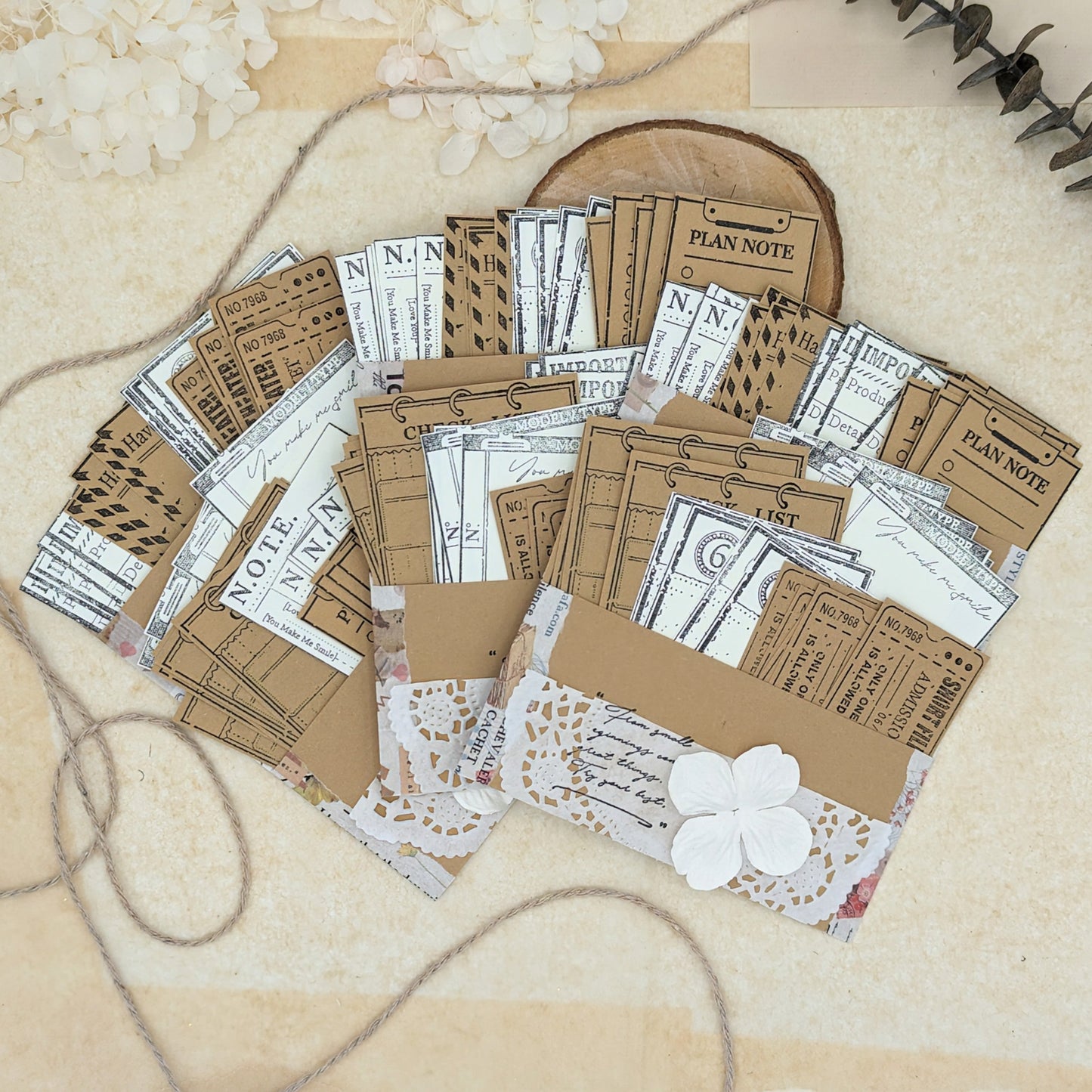 Papiertickets, Papierlabels, Papiernotes, Kraftpapier, Planerdeko, Jouranling, Scrapbookdekoration