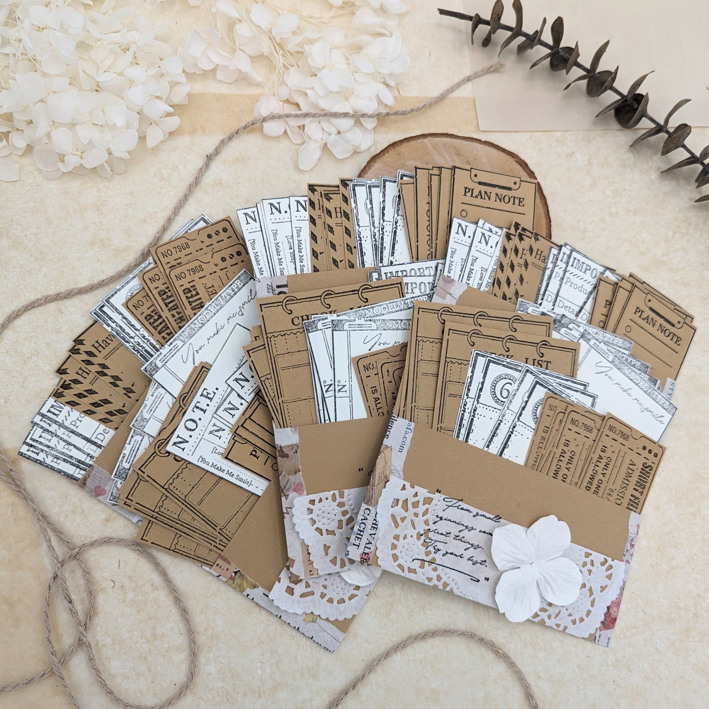 Papiertickets, Papierlabels, Papiernotes, Kraftpapier, Planerdeko, Jouranling, Scrapbookdekoration