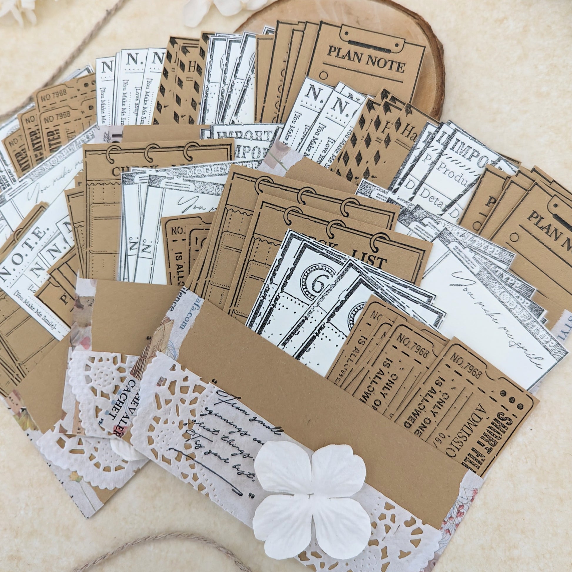 Papiertickets, Papierlabels, Papiernotes, Kraftpapier, Planerdeko, Jouranling, Scrapbookdekoration