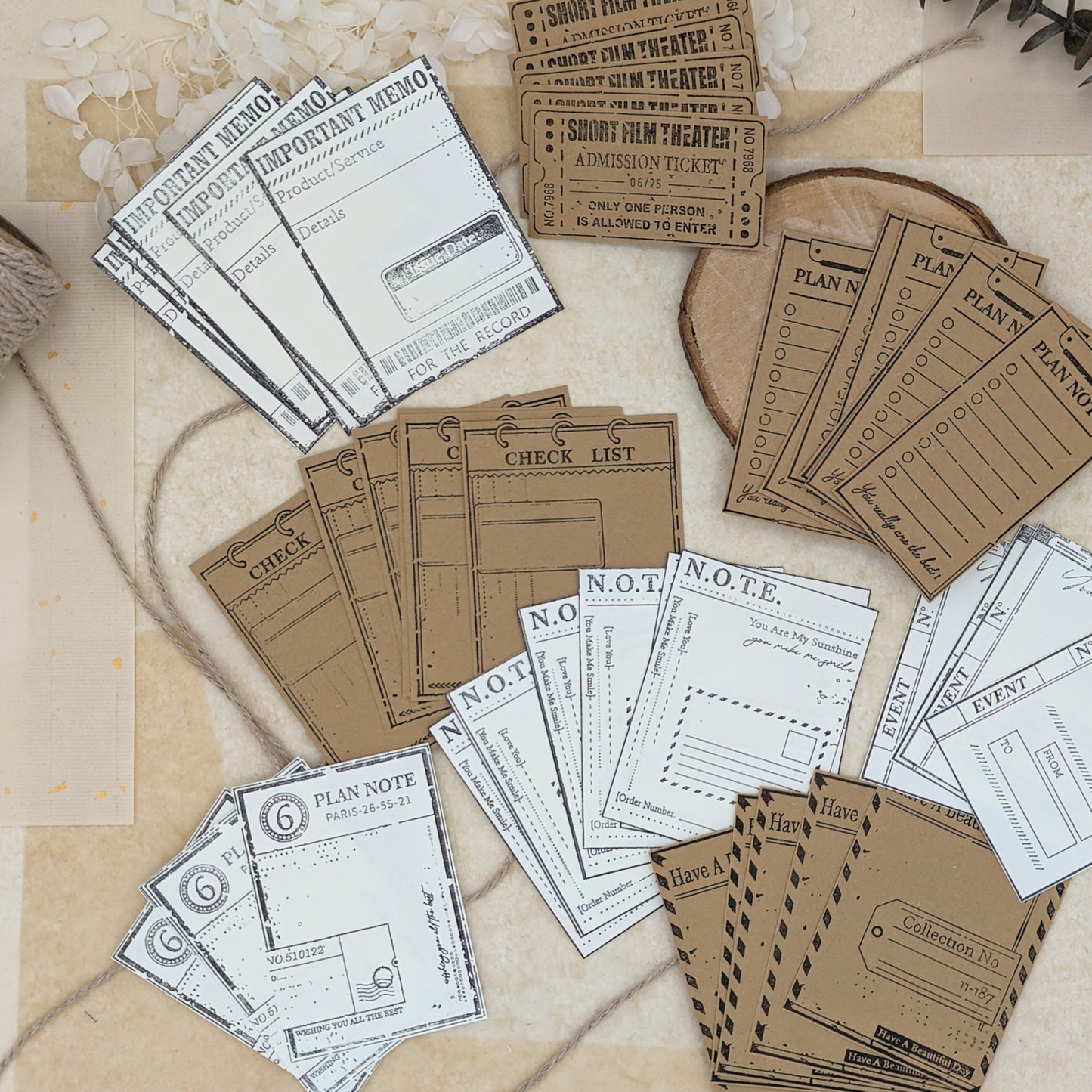 Papiertickets, Papierlabels, Papiernotes, Kraftpapier, Planerdeko, Jouranling, Scrapbookdekoration