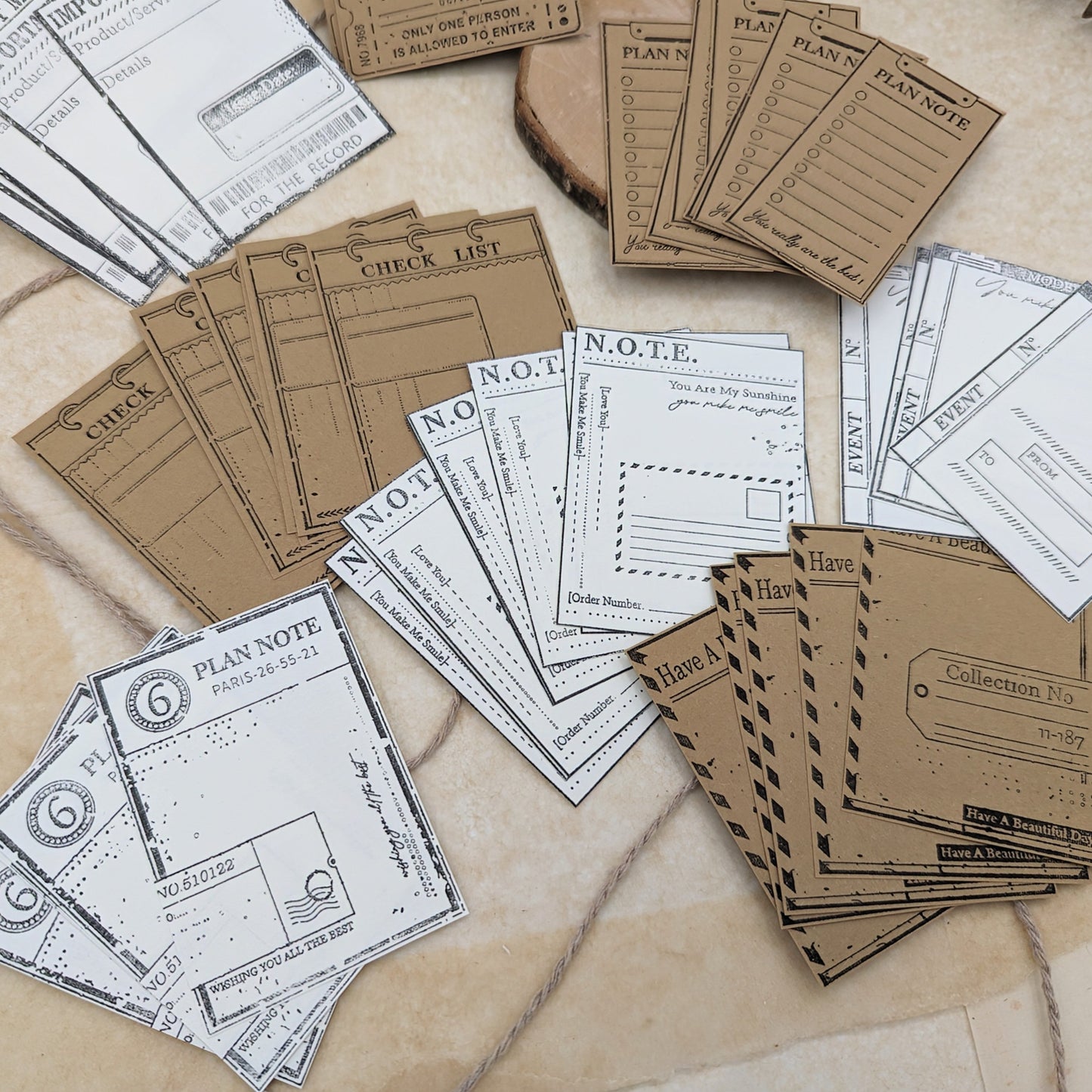 Papiertickets, Papierlabels, Papiernotes, Kraftpapier, Planerdeko, Jouranling, Scrapbookdekoration