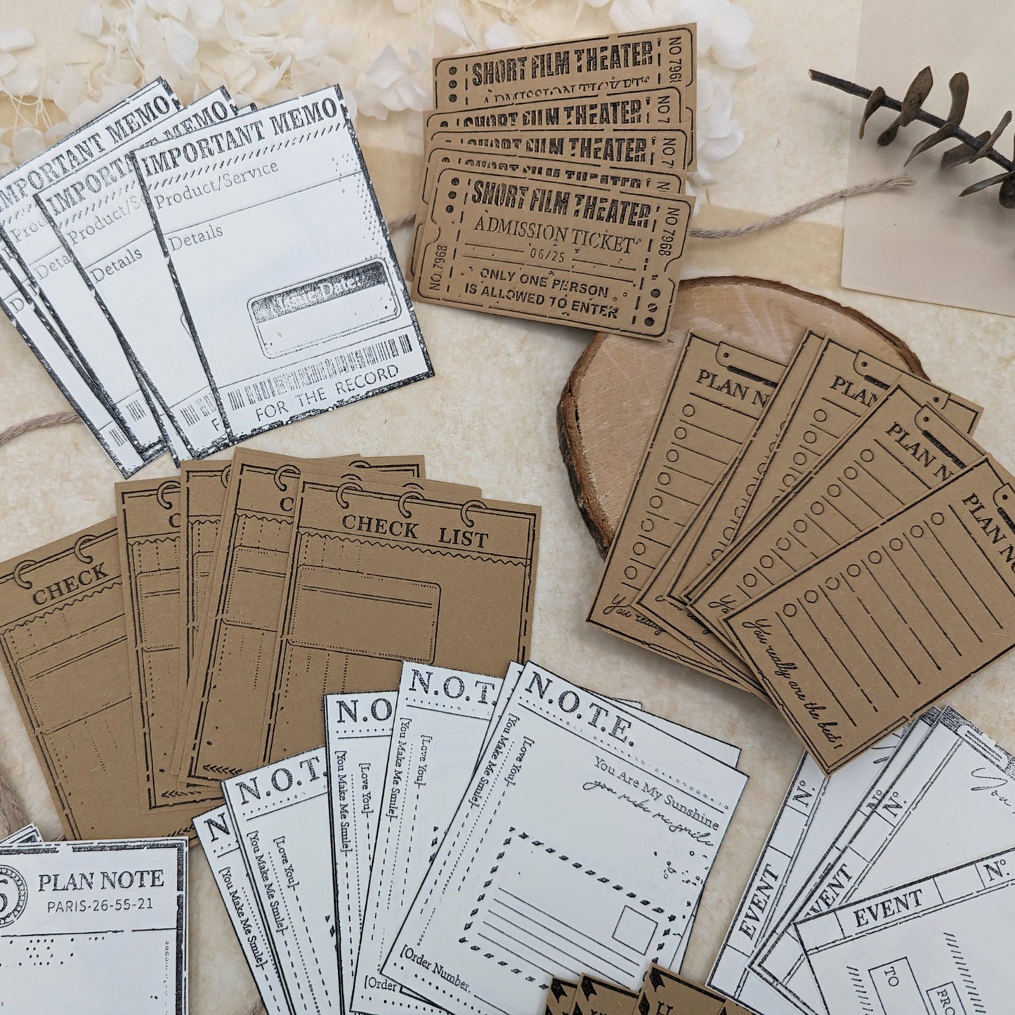 Papiertickets, Papierlabels, Papiernotes, Kraftpapier, Planerdeko, Jouranling, Scrapbookdekoration