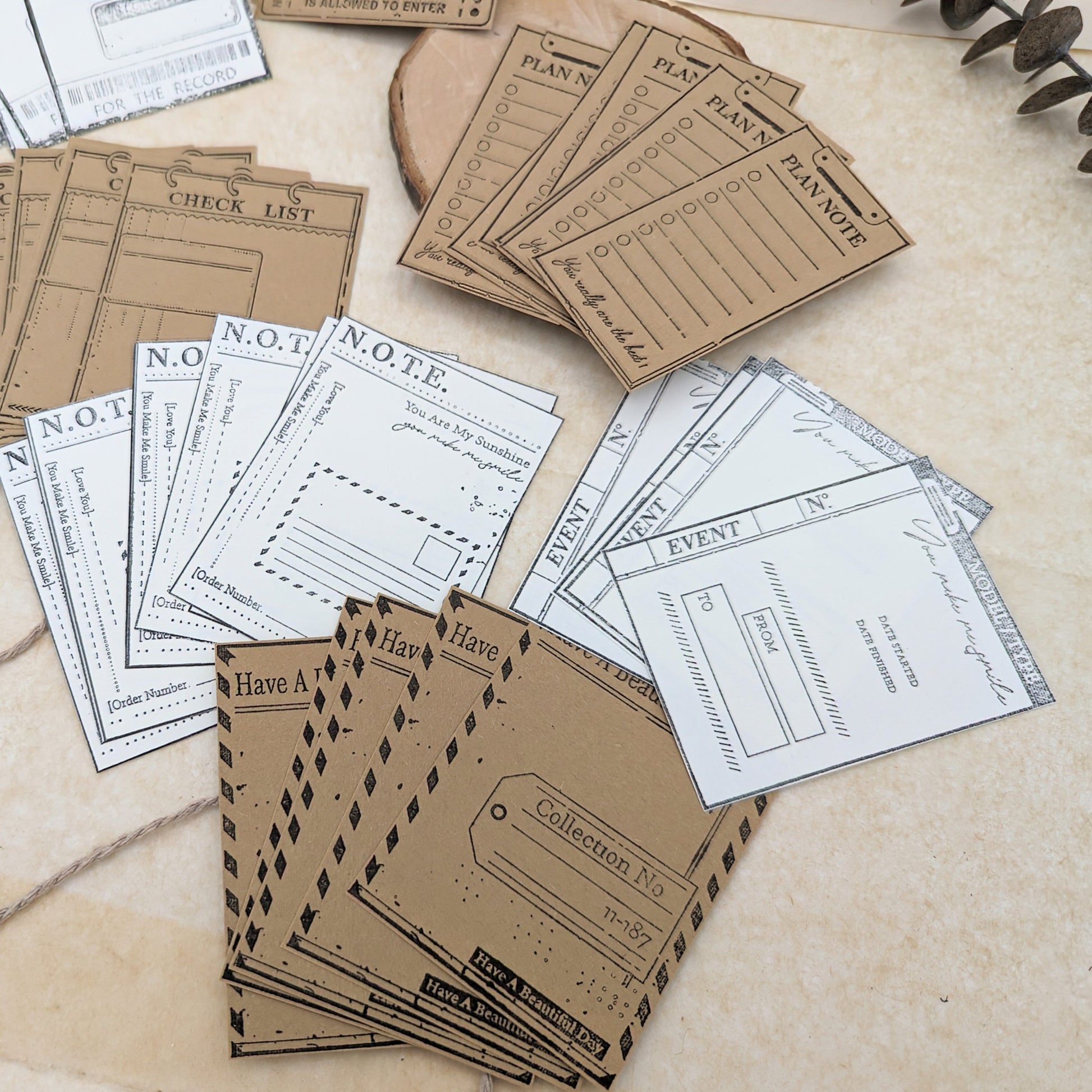 Papiertickets, Papierlabels, Papiernotes, Kraftpapier, Planerdeko, Jouranling, Scrapbookdekoration