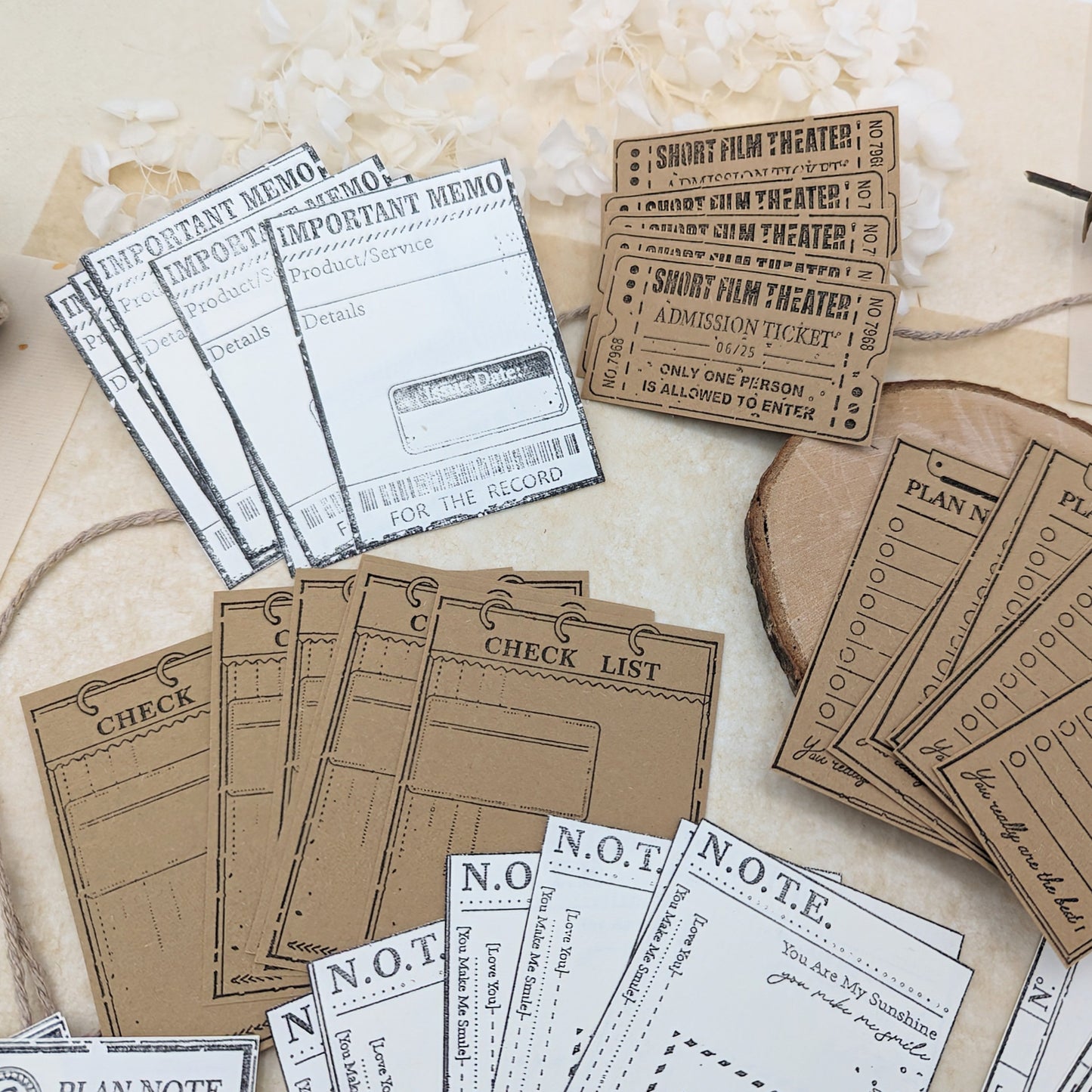 Papiertickets, Papierlabels, Papiernotes, Kraftpapier, Planerdeko, Jouranling, Scrapbookdekoration