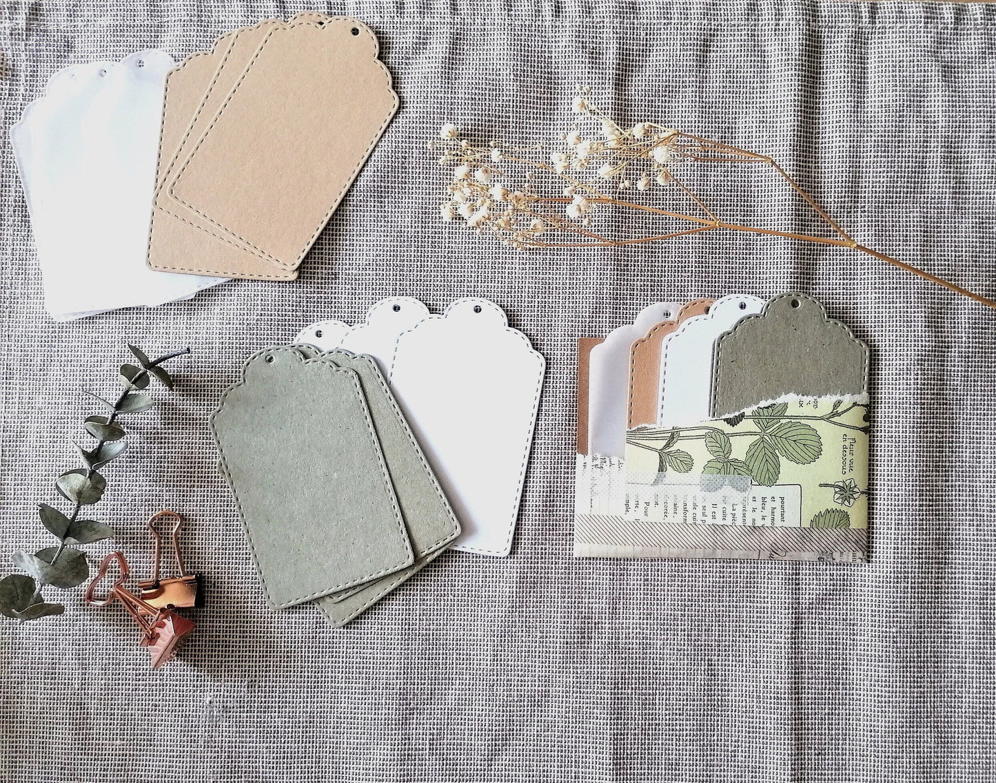 Stanzteile Anhänger, die cuts, Kraftpapieranhänger, Journaling, Planerdeko, Scrapbooking