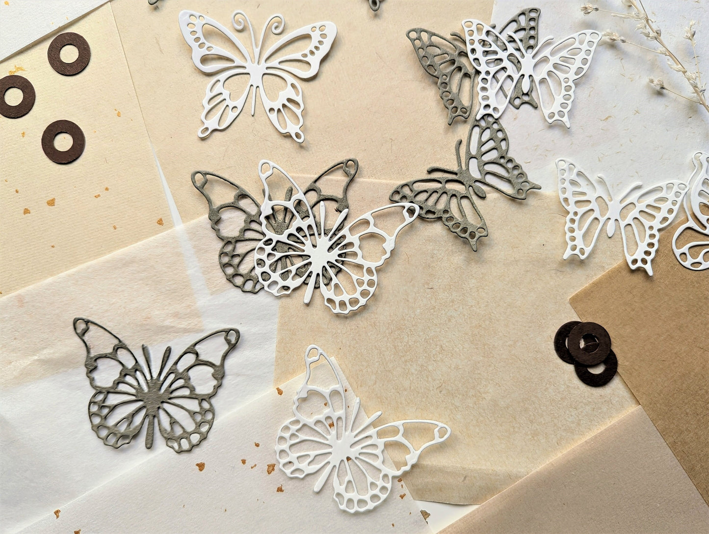 Stanzteile Schmetterlinge, die cuts Insekten, Planerdeko, Scrapbooking, Journaling, Kraftpapierdekoration, die cuts Butterflys